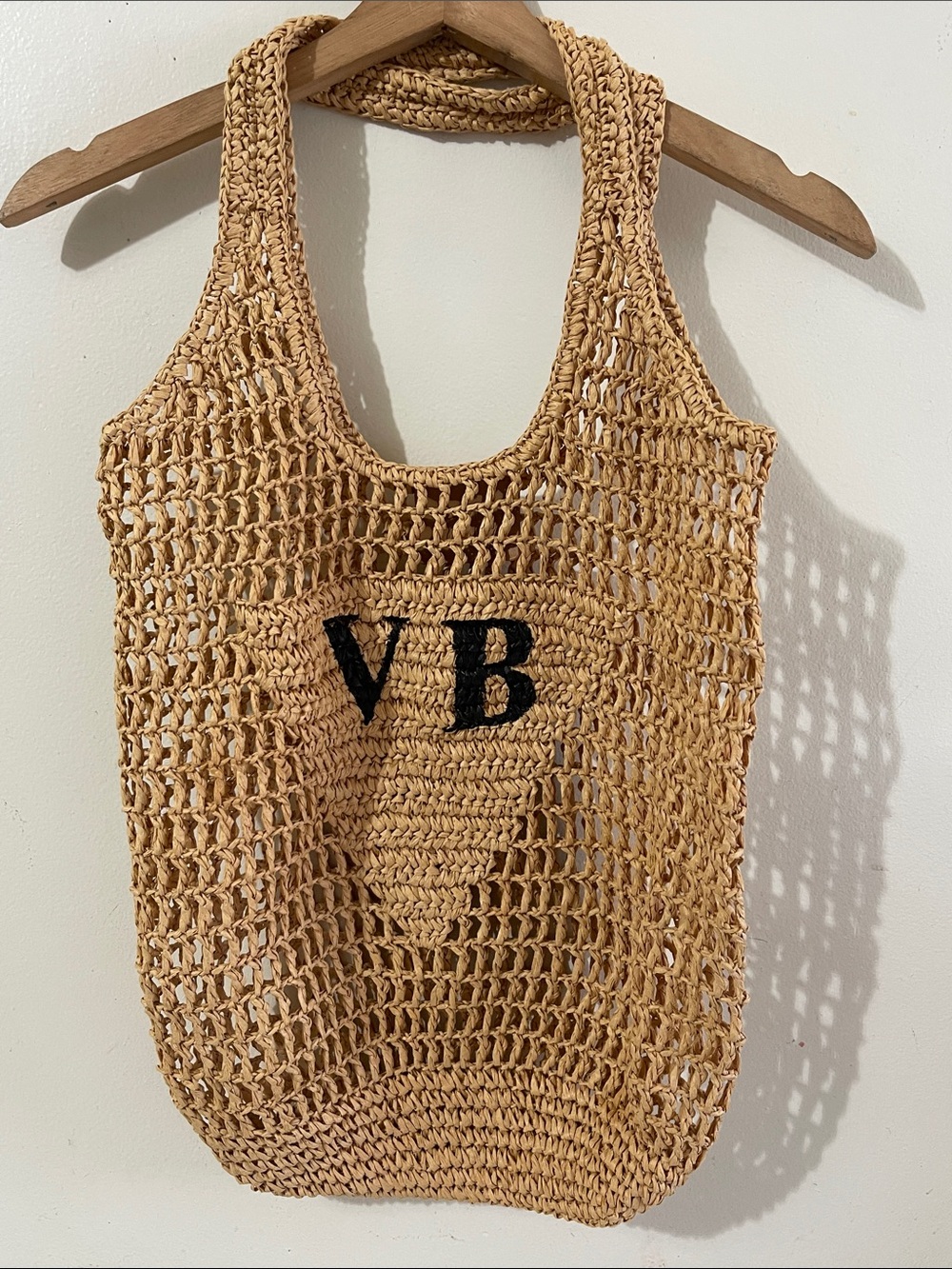 Deer ruby Monogram Woven Tote Bag - Natural Tan